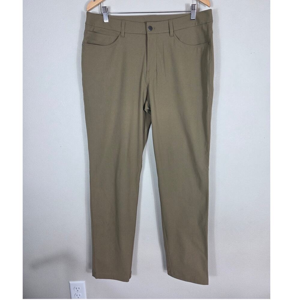 Lululemon ABC Classic Fit 5 Pocket Men's Warpstreme Khaki Pants Size 34 X 32